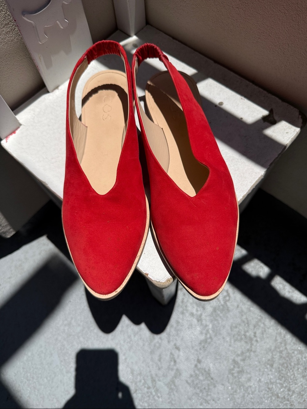 COS Womens Suede Slingback Slip On Flats Red Size 40 EU Size 8.5/9 US - Picture 2 of 11